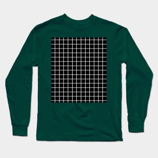 Thick White and Black Lines Grid Long Sleeve T-Shirt